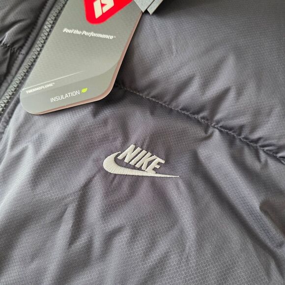 Nike Sportswear Club PrimaLoft Puffer Vest Grey Jacket Men's Large L Gilet New - Picture 3 of 14